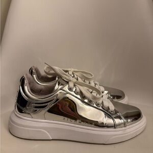 John Richmond Silver Metallic Sneakers